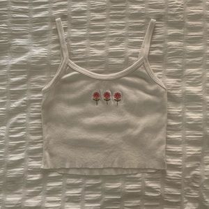 Brandy Melville White Tank With Flowers